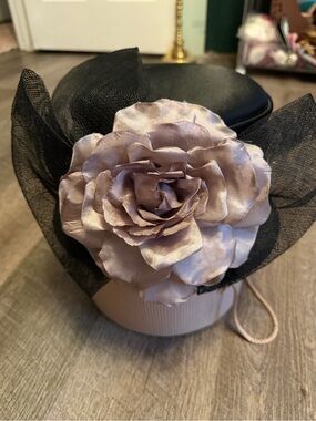 August Accessories Millinery Collection Black Straw Hat Blush Rose